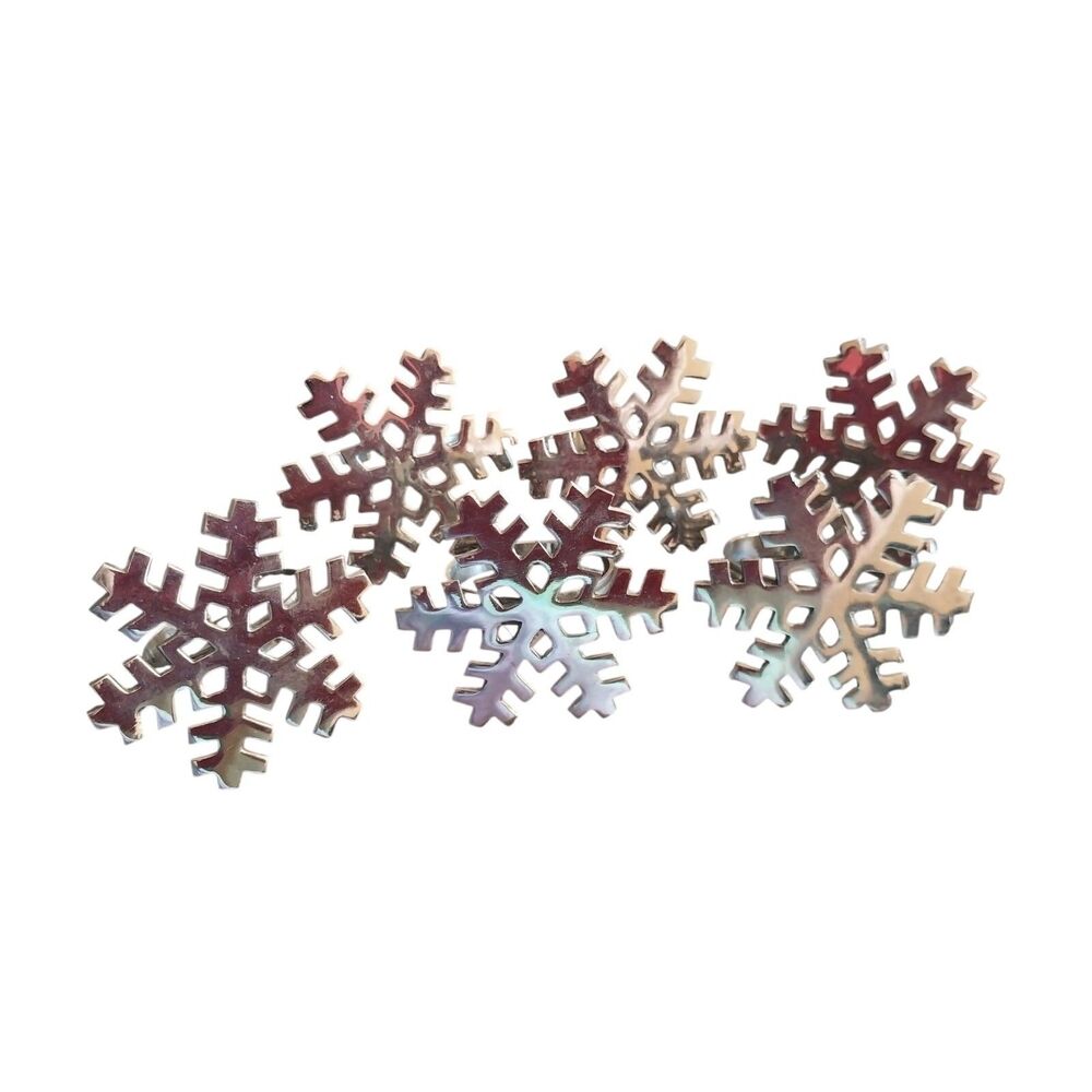 Lot of SIX Silver-Tone Snowflake Napkin Holders Christmas Winter Trad